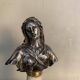 Buste de la Vierge en argent, colonne en marbre