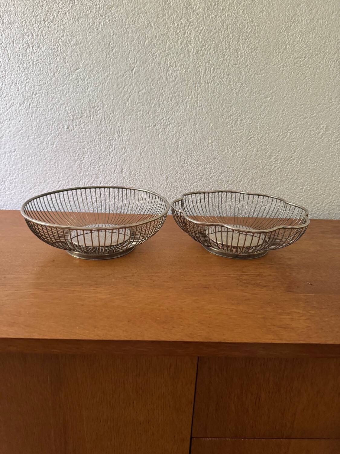 80s silver metal table baskets