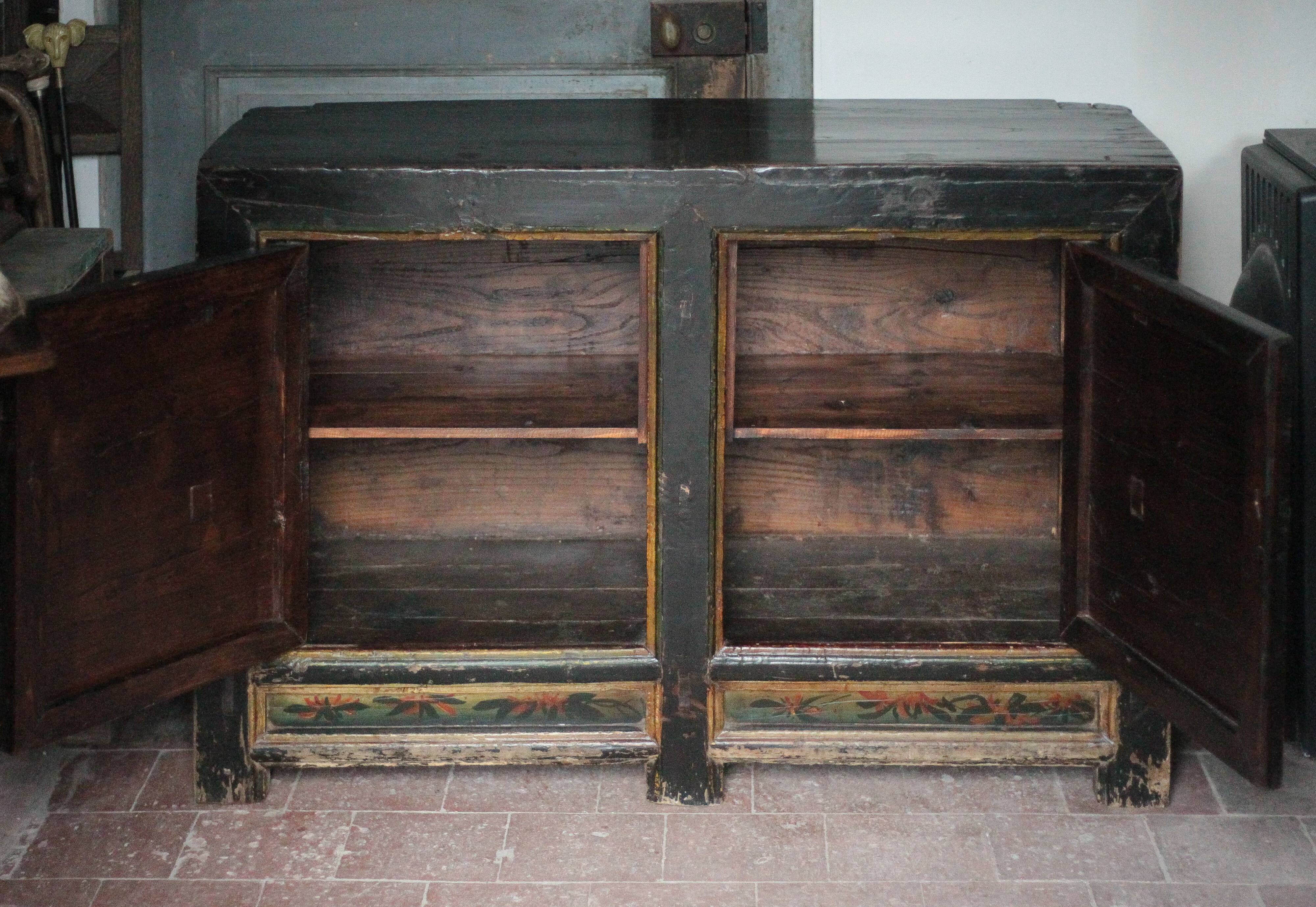 Chinese buffet from Mongolia, 2 doors, converted antique chest.