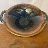 VALLAURIS Ceramic Brown & Blue Vintage Centerpiece