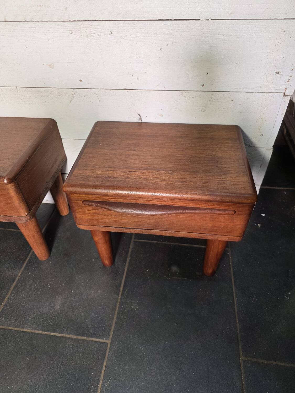Pair of Scandinavian teak bedside tables from the 1960s.