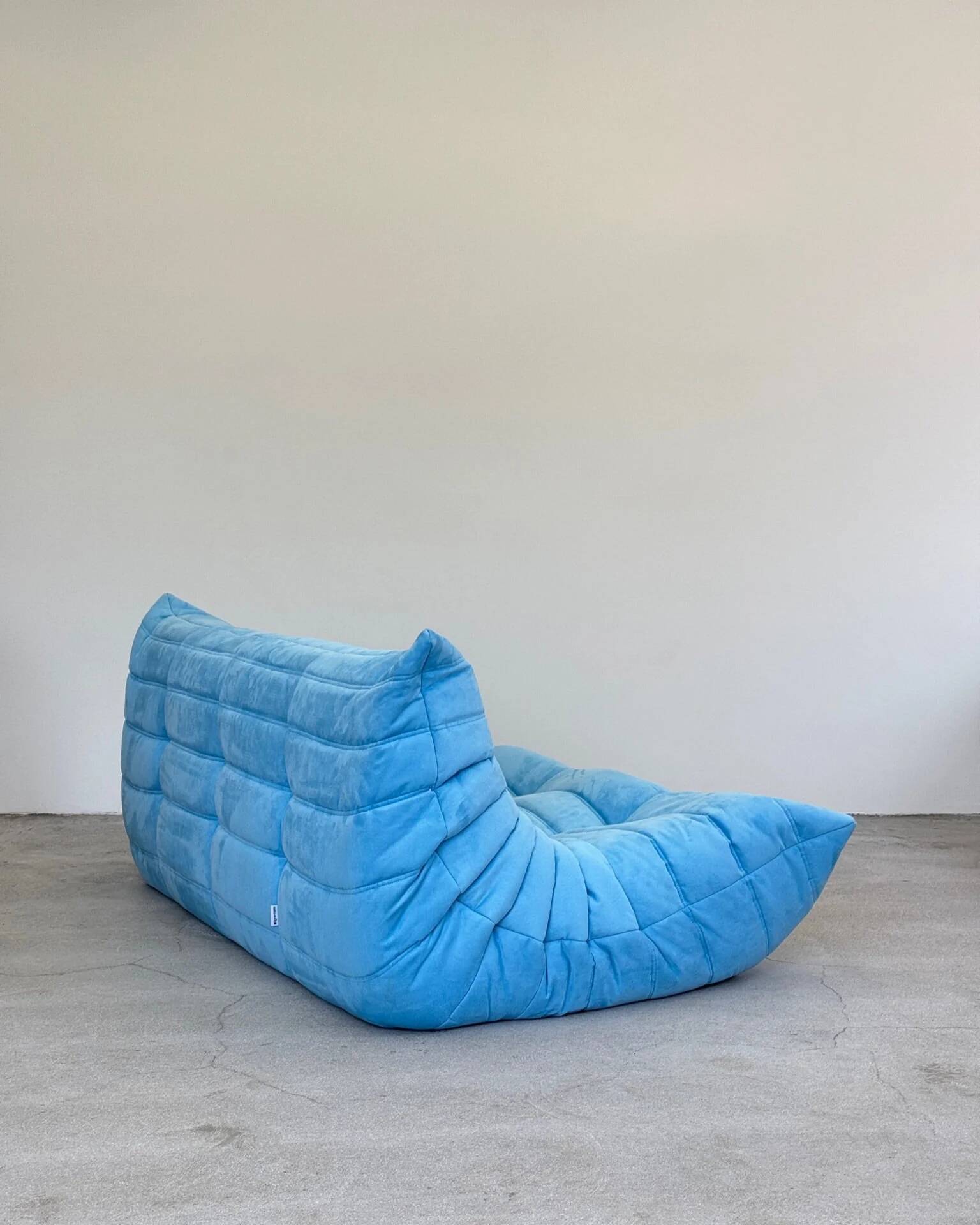 Baby blue Alcantara 3-seater Togo by Michel Ducaroy