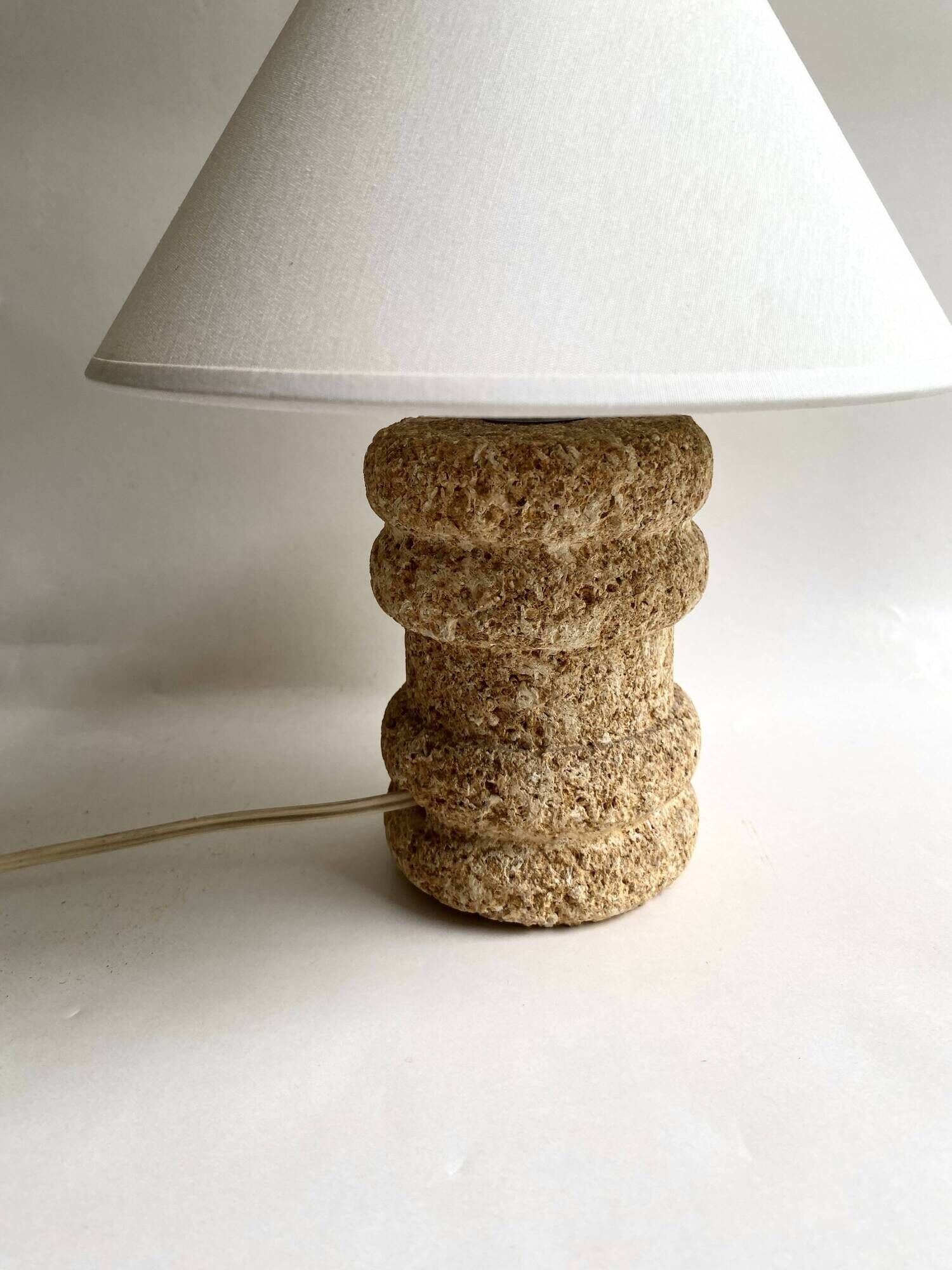 Lampe pierre annees 70 et l’abat-jour coton