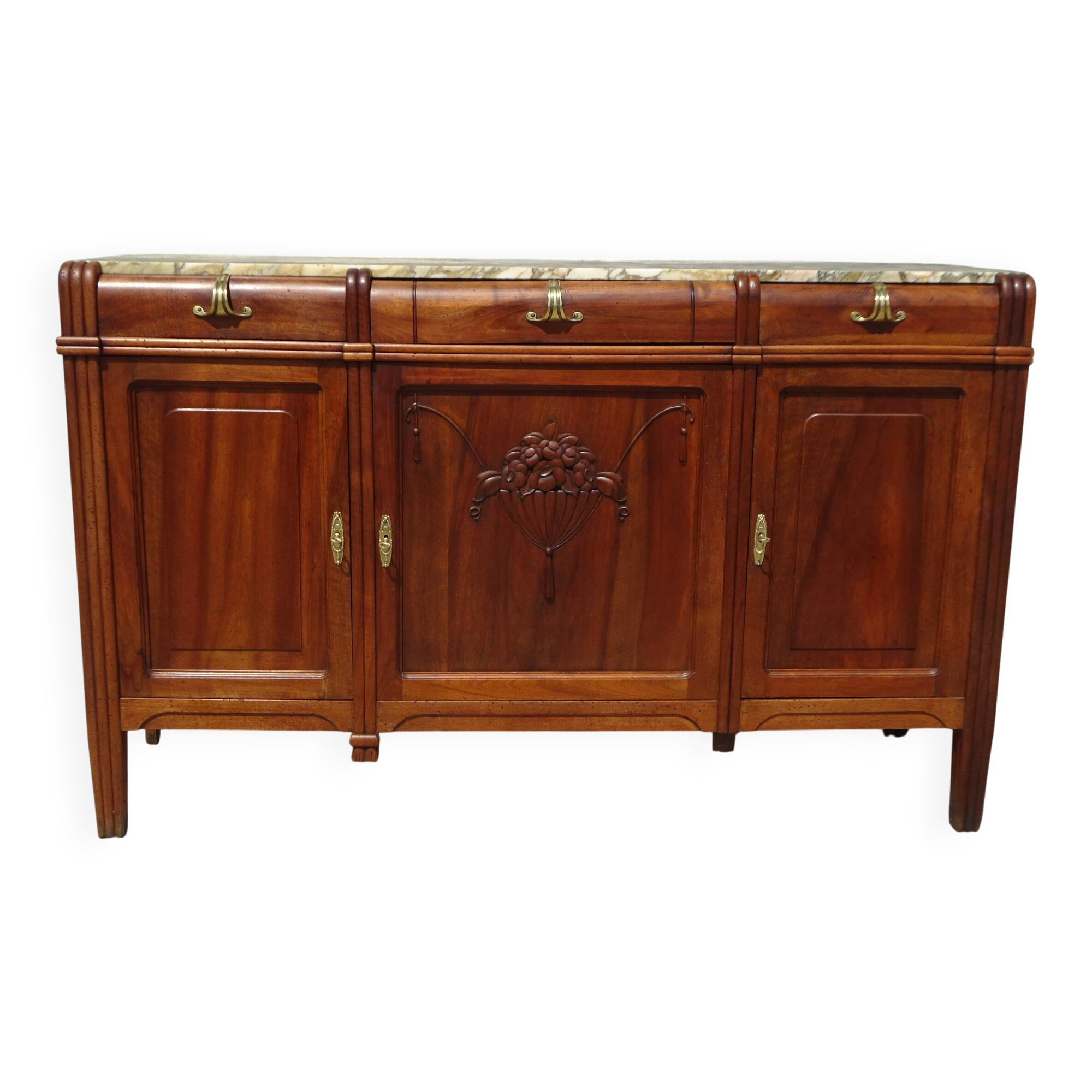 Art Deco sideboard in walnut with a marble top