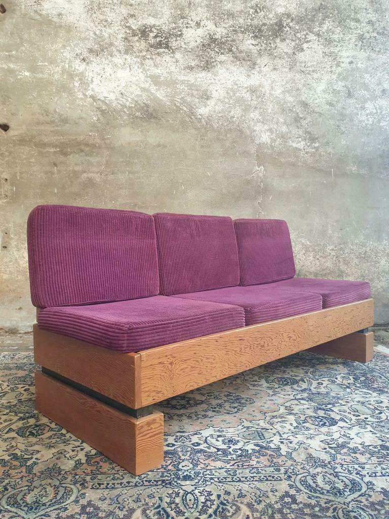 Old sofa design retro purple couch 60s