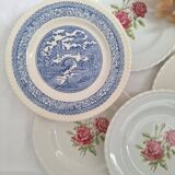 Vintage blue pink dinner plates