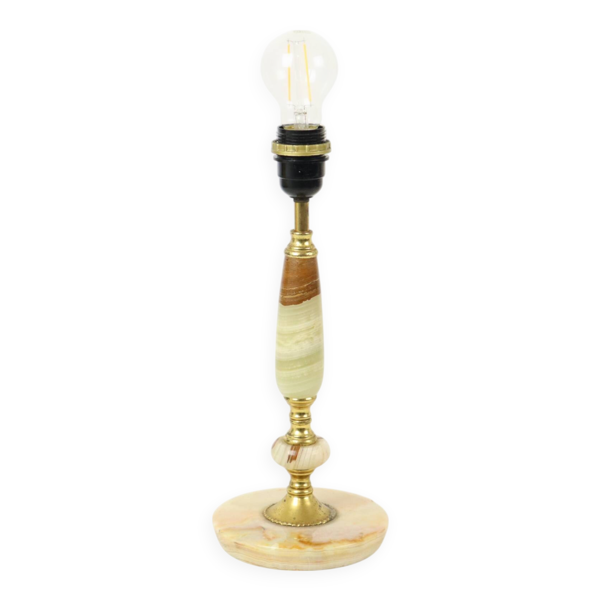 Pied de lampe classique en onyx, marbre et laiton, années 60