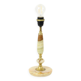 Vintage Table Lamp Onyx Marble Brass Classic Sixties