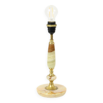 Vintage Table Lamp Onyx Marble Brass Classic Sixties