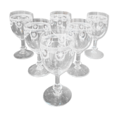 6 old glasses engraved in crystal