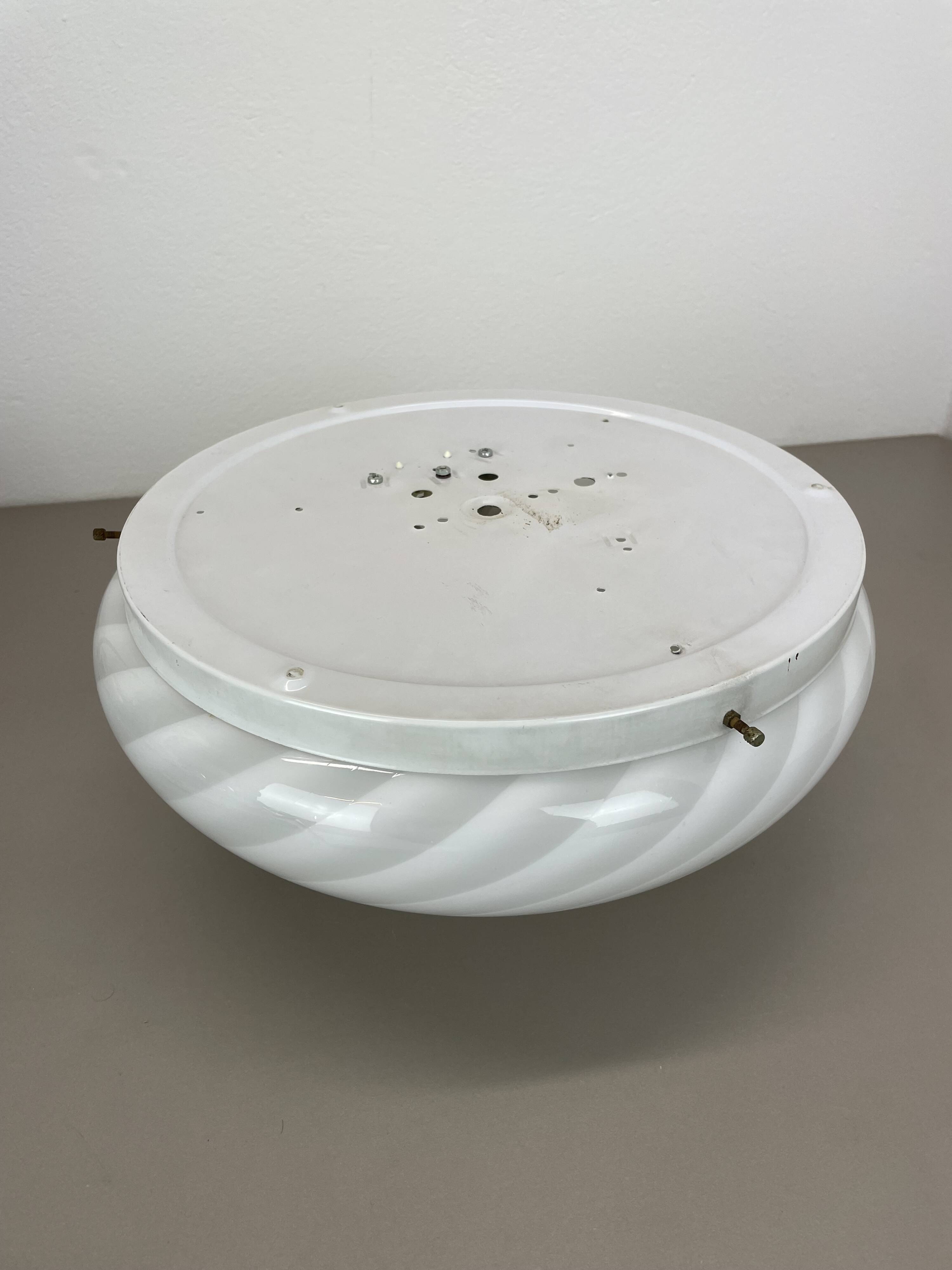 Large 38cm "swirl" murano glass ceiling wall light by vetri murano, italy, 1970s