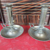 Pair of hand candle holders with pusher