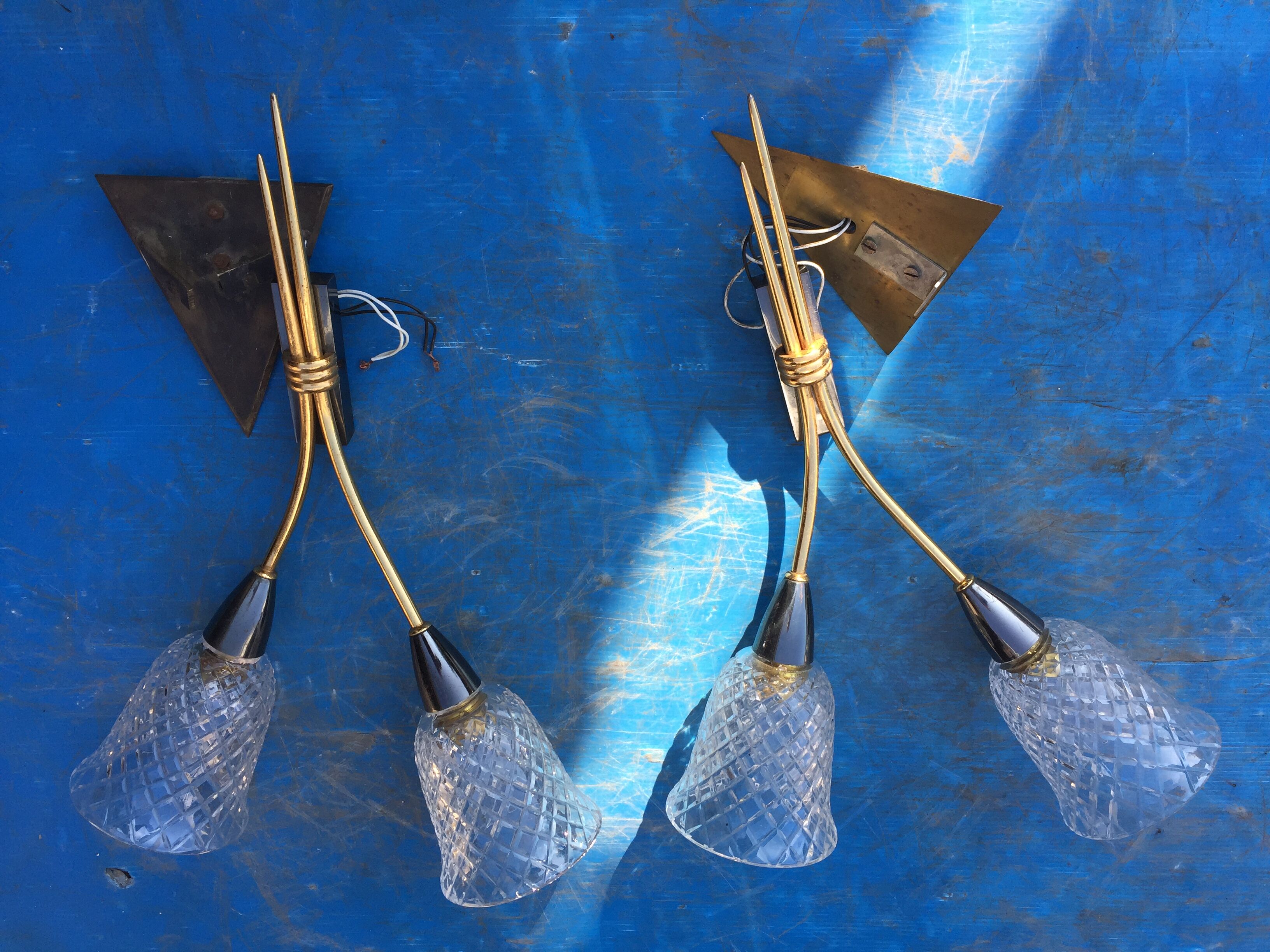 Vintage crystal wall lamps