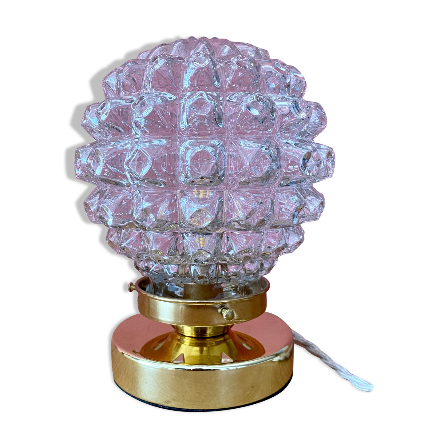 Vintage globe table lamp in molded glass