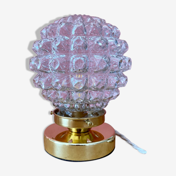 Lampe à poser globe vintage en verre moulé