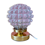 Lampe à poser globe vintage en verre moulé