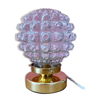 Vintage globe table lamp in molded glass