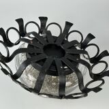60s 70s Brutalist wall lamp or ceiling lamp made of iron & glass design