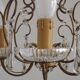 Vintage French 4 Arm Gilded Metal Cage Chandelier Beads Clear Murano Drops