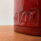 Italian red ceramic vase from the mid-century by Aldo Londi for Bitossi, 1960s.
