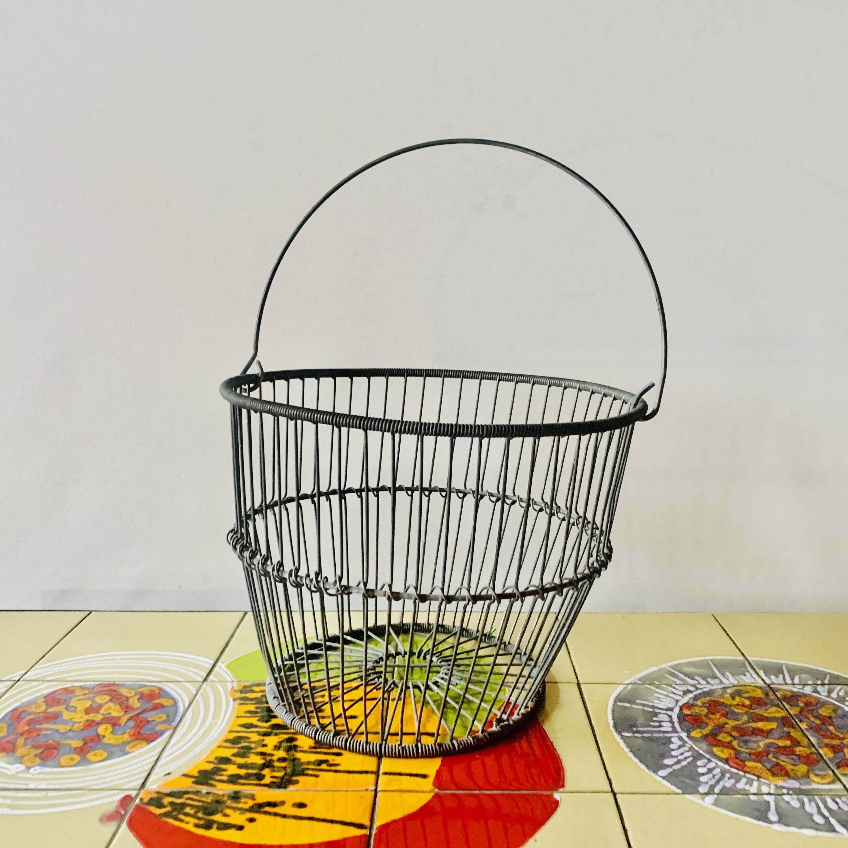 Old large zinc egg basket