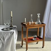 Wooden rolling trolley with removable top H66 75x35