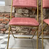 pair of Lafuma folding chairs reupholstered Rose