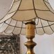 Brass lamp and mother-of-pearl lampshade circa 1970/80