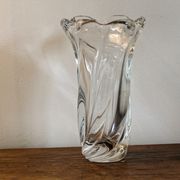 Twisted crystal vase, signed