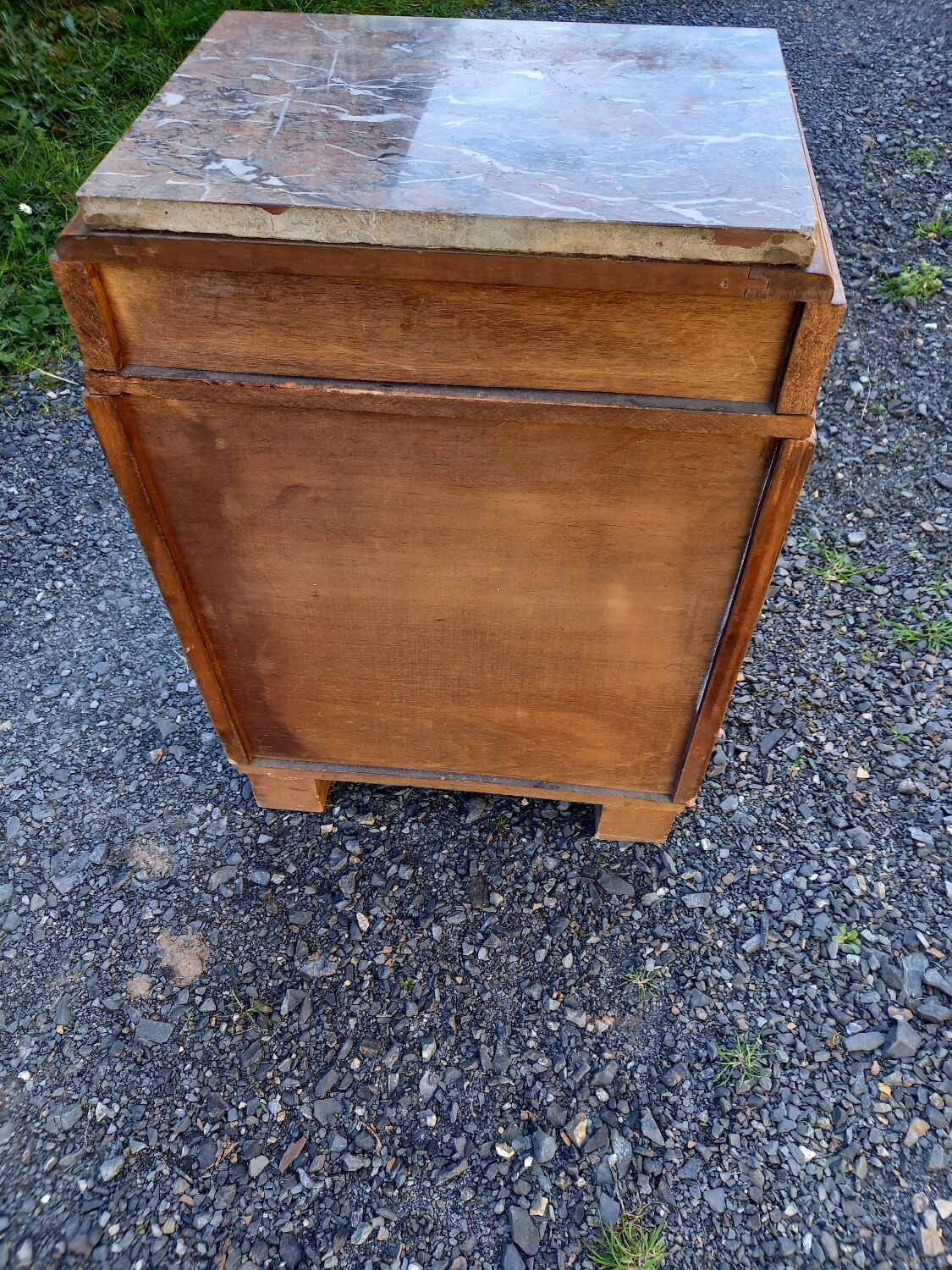 art deco bedside oak and marble