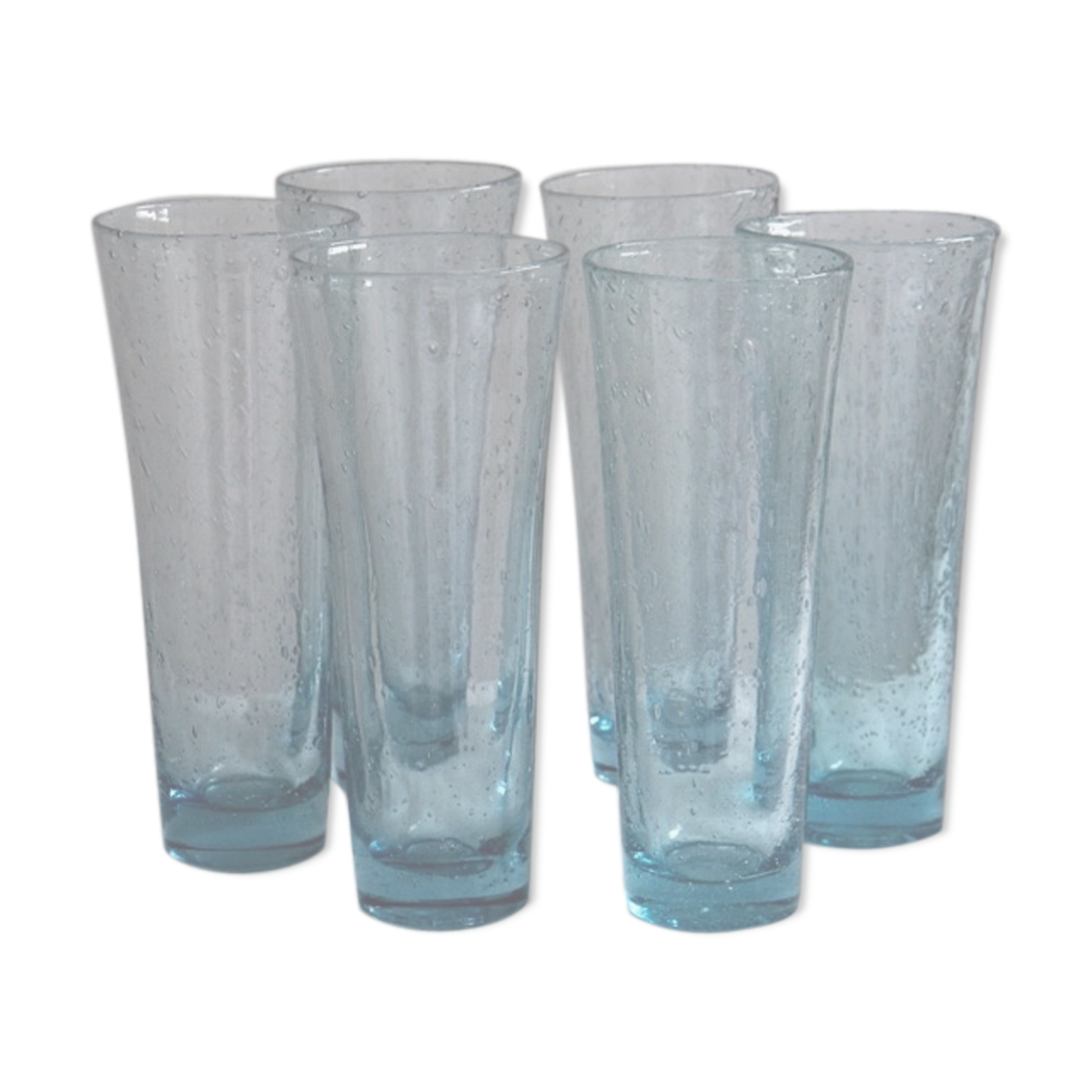 Six Biot glass orange glasses