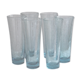 Six Biot glass orange glasses