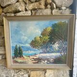 Mediterranean Landscape Painting Signed by Mr. Sabido