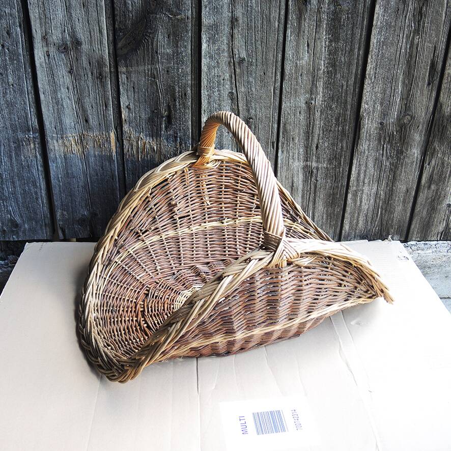 Antique two-tone wicker log basket