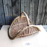 Antique two-tone wicker log basket