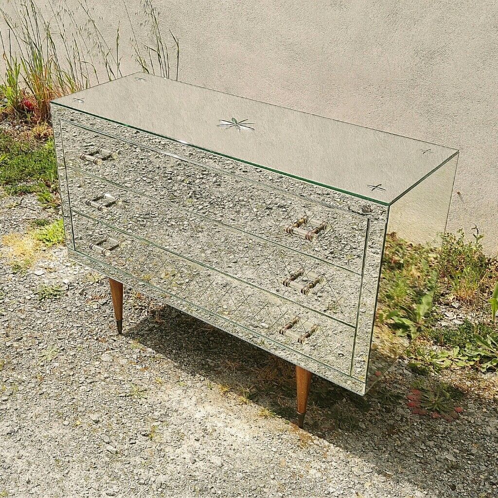 Mirror chest of drawers year 50 vintage art deco
