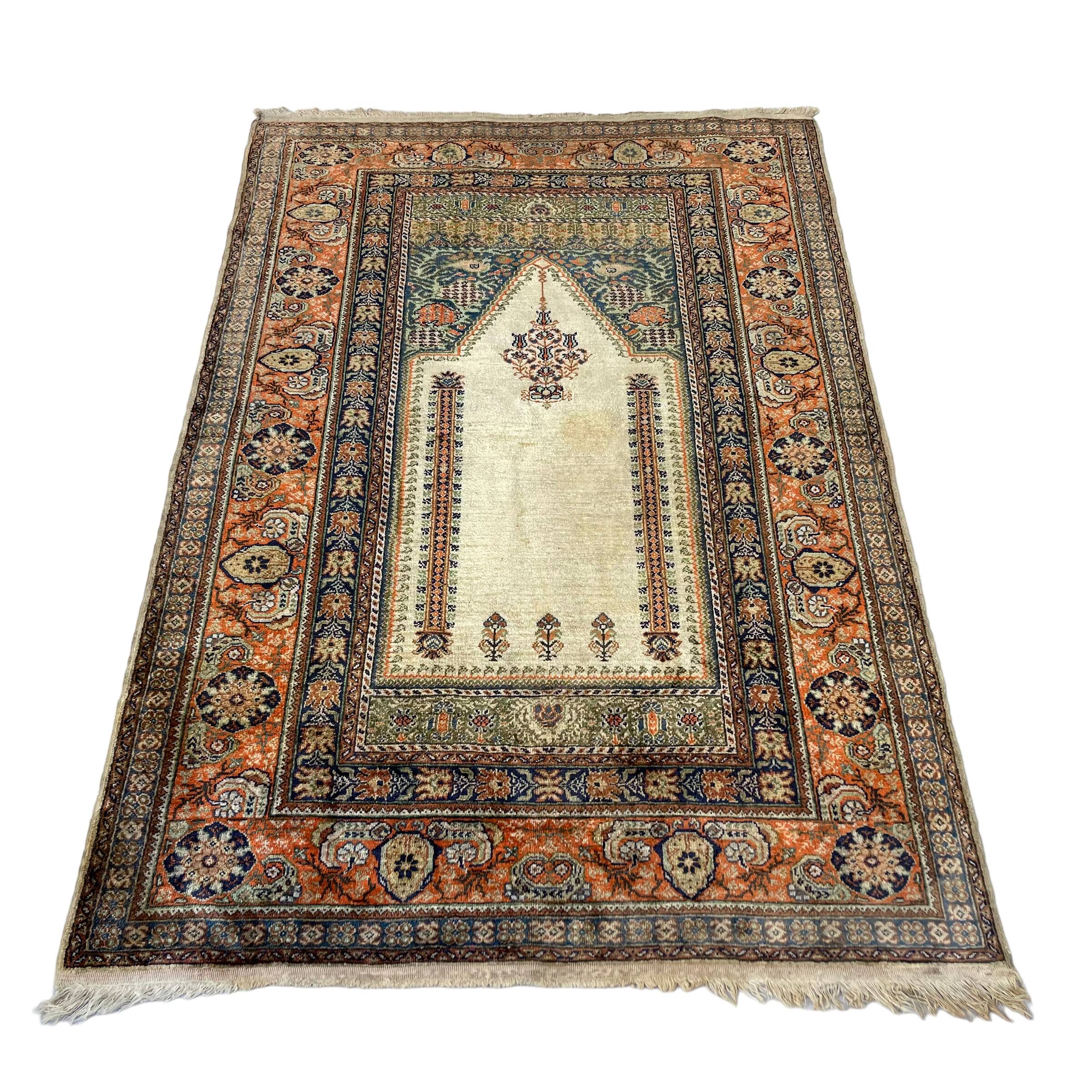 Vintage Turkish Silk & Wool  Rug , 186 x 120 cm