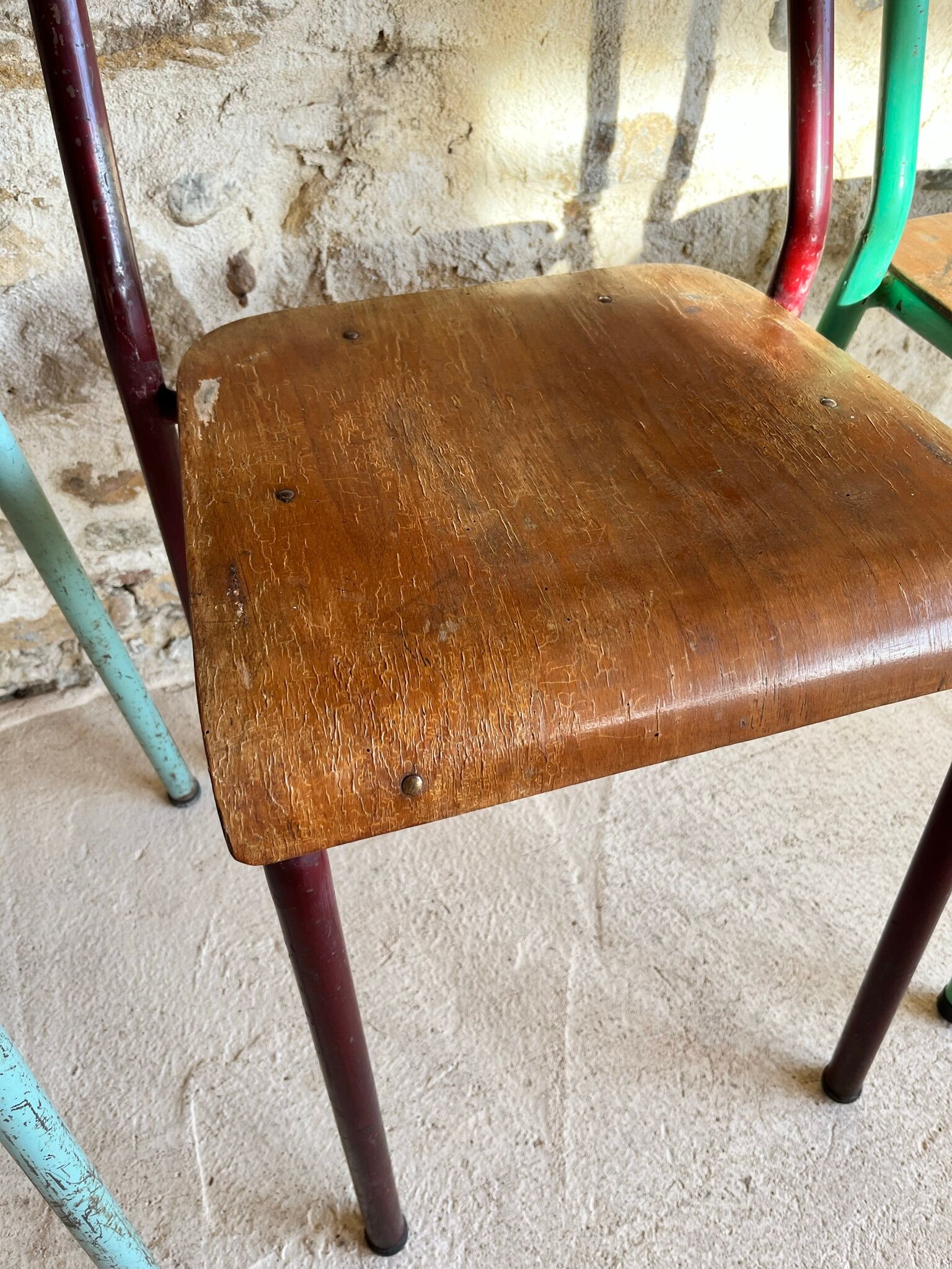 Set of 4 mismatched old school style chairs