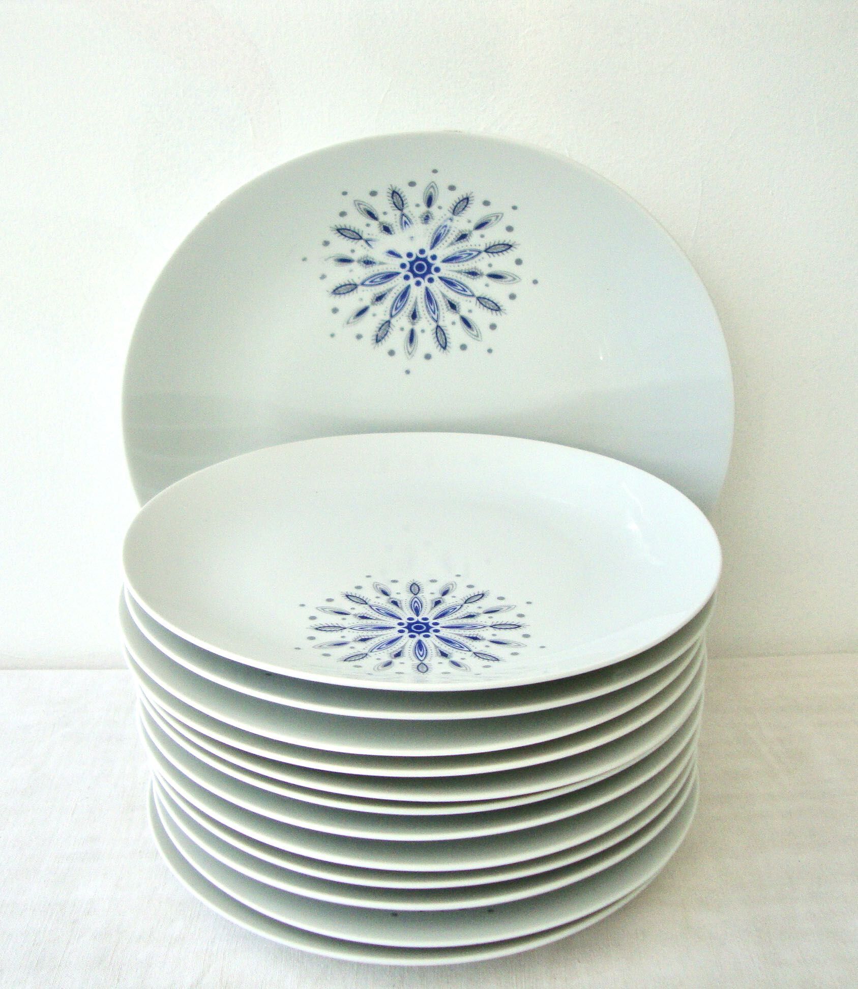 Set of 12 flat plates and 1 Bareuther dish