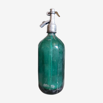 French vintage siphon in green glass