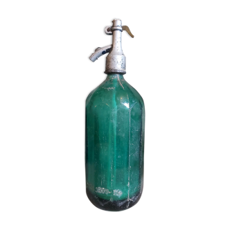 French vintage siphon in green glass