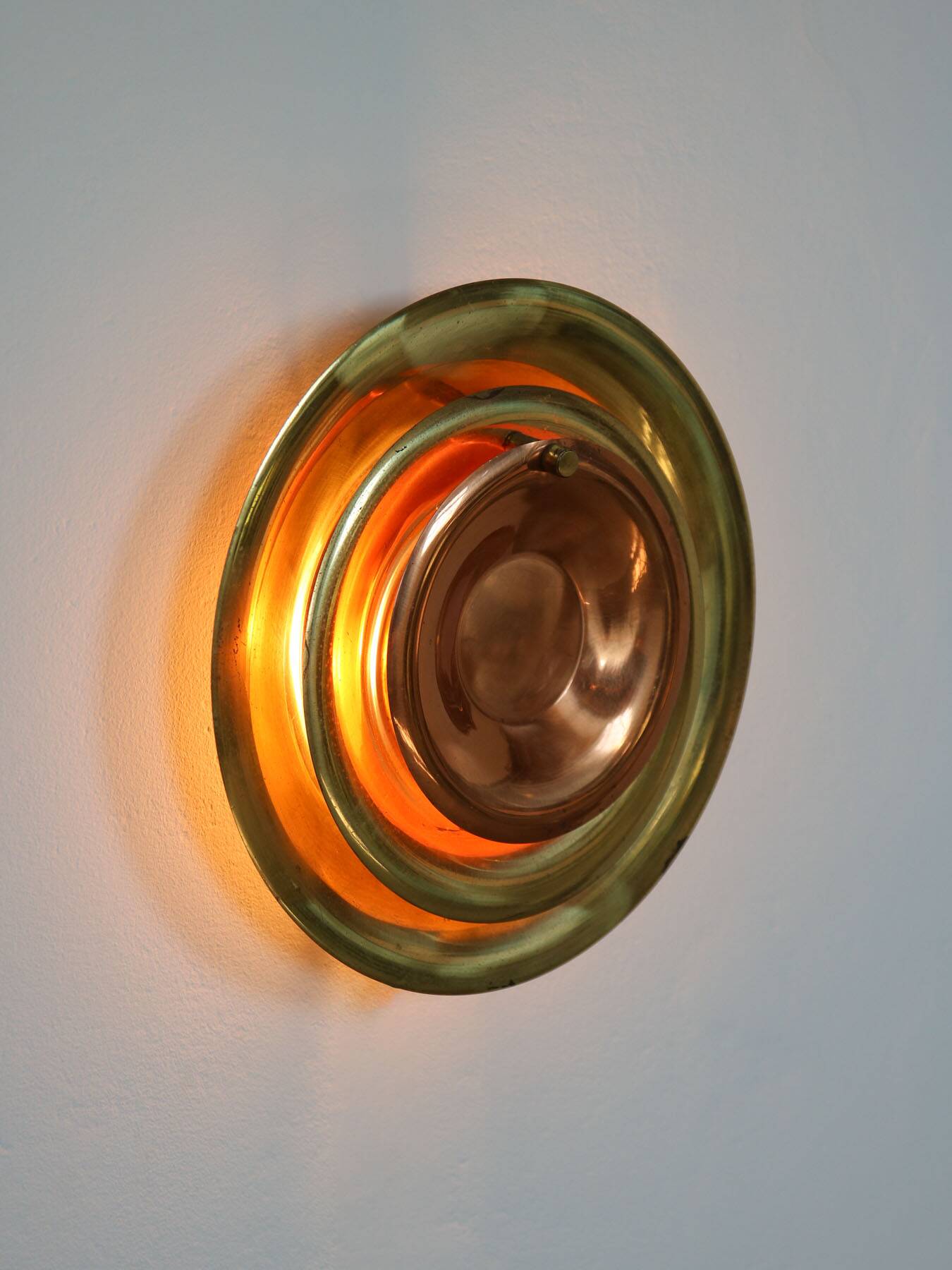 Mid-Century Cascading Wall Lamp in Brass and Copper, 1950s