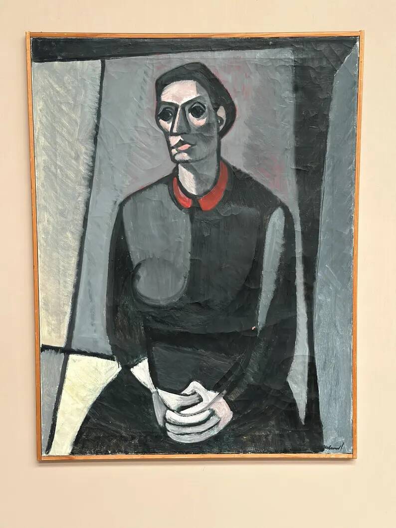 Large Original Swedish Oil on Canvas – "Portrait of Mme S" by Axel Ekelund – Signed – Vintage and Framed – 89 × 67 cm (35" × 26.4")