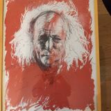 Lithograph portrait léo ferre jacques pecnard