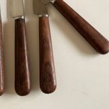 Set of 9 knives with mid century rosewood handle