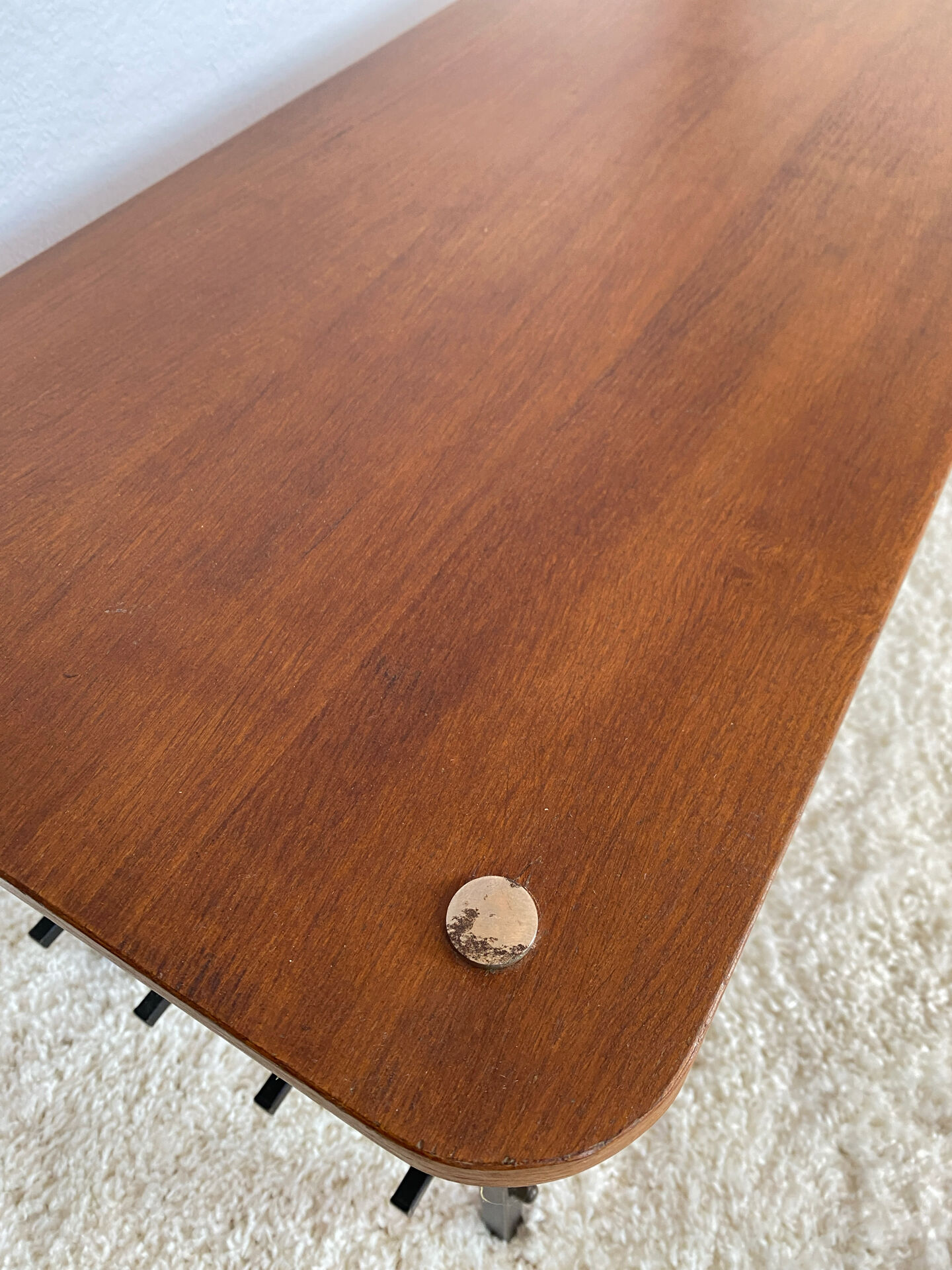 Vintage 50s design wood and metal coffee table