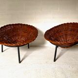 Pair of wicker basket armchairs