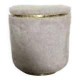 Vintage brass pouf with fur.