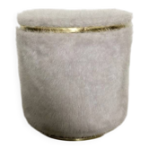 Pouf moumoute laiton vintage