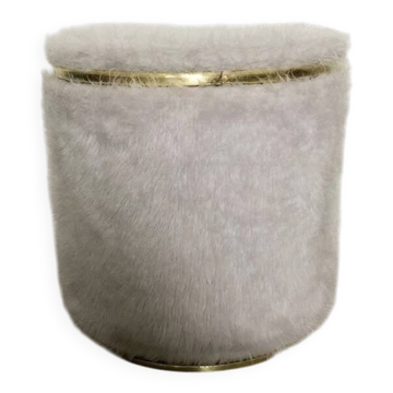 Vintage brass pouf with fur.